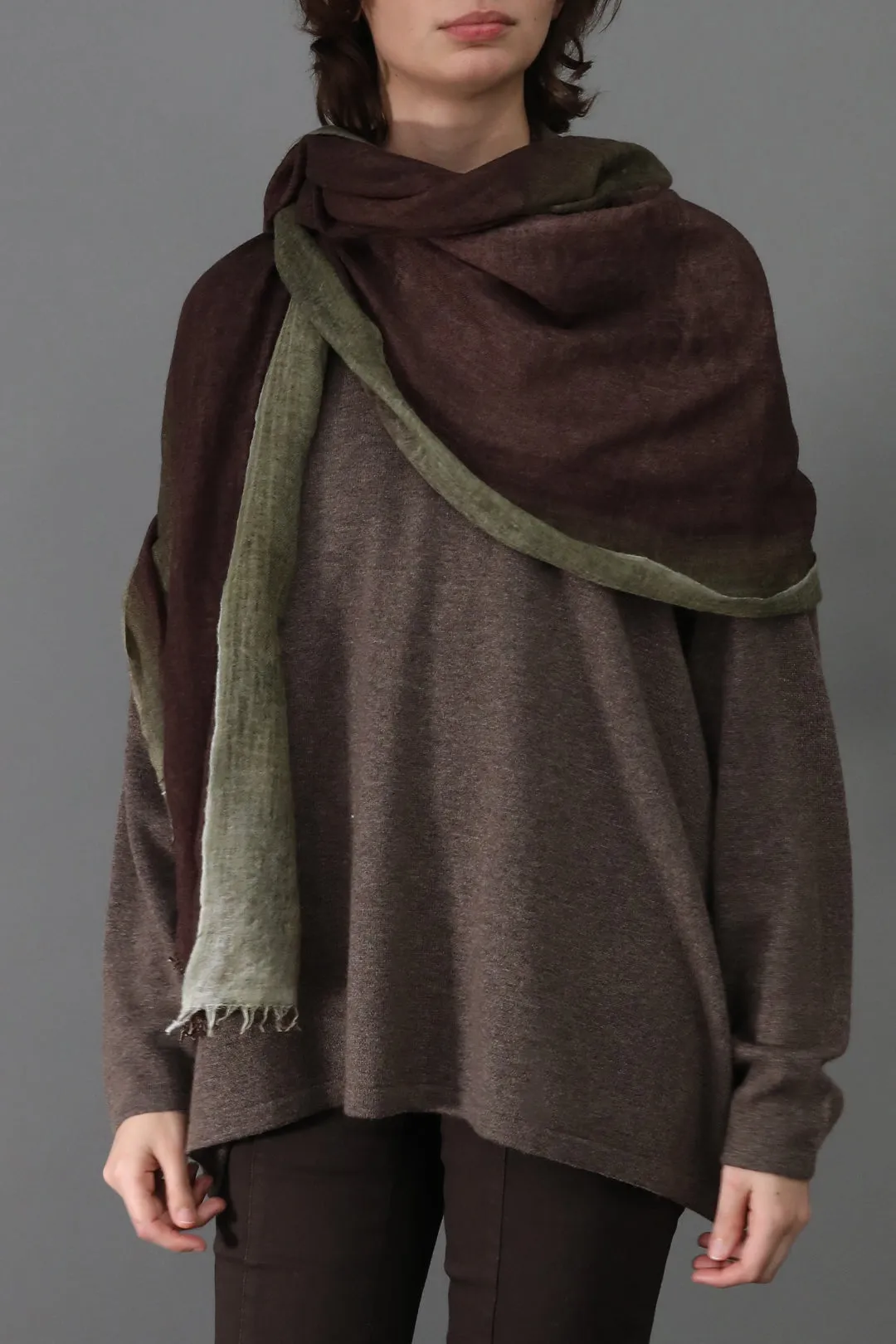 ARMY BRONZED SCARF IN HAND DYED CASHMERE