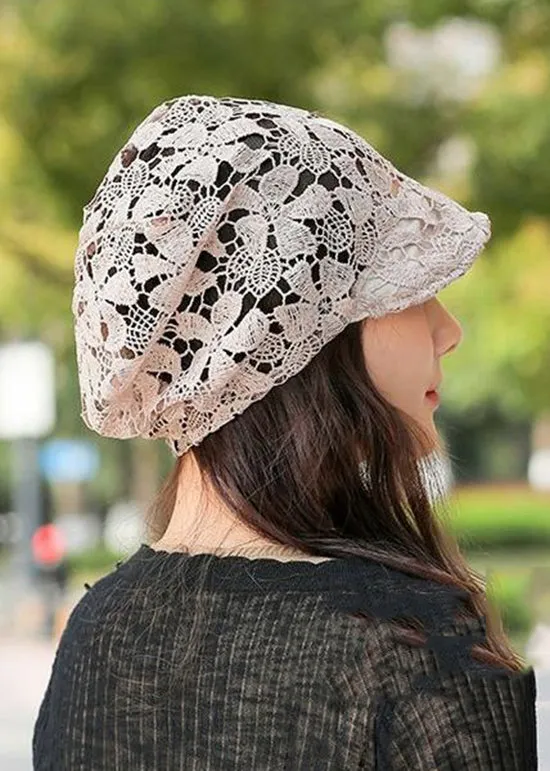 Autumn 2023 New Hollow Flower Hook Soft Brim Baotou Hat Breathable