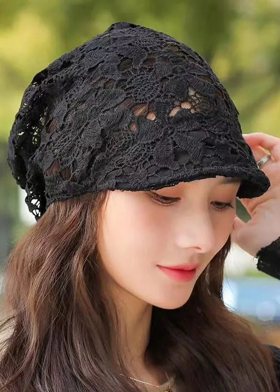 Autumn 2023 New Hollow Flower Hook Soft Brim Baotou Hat Breathable