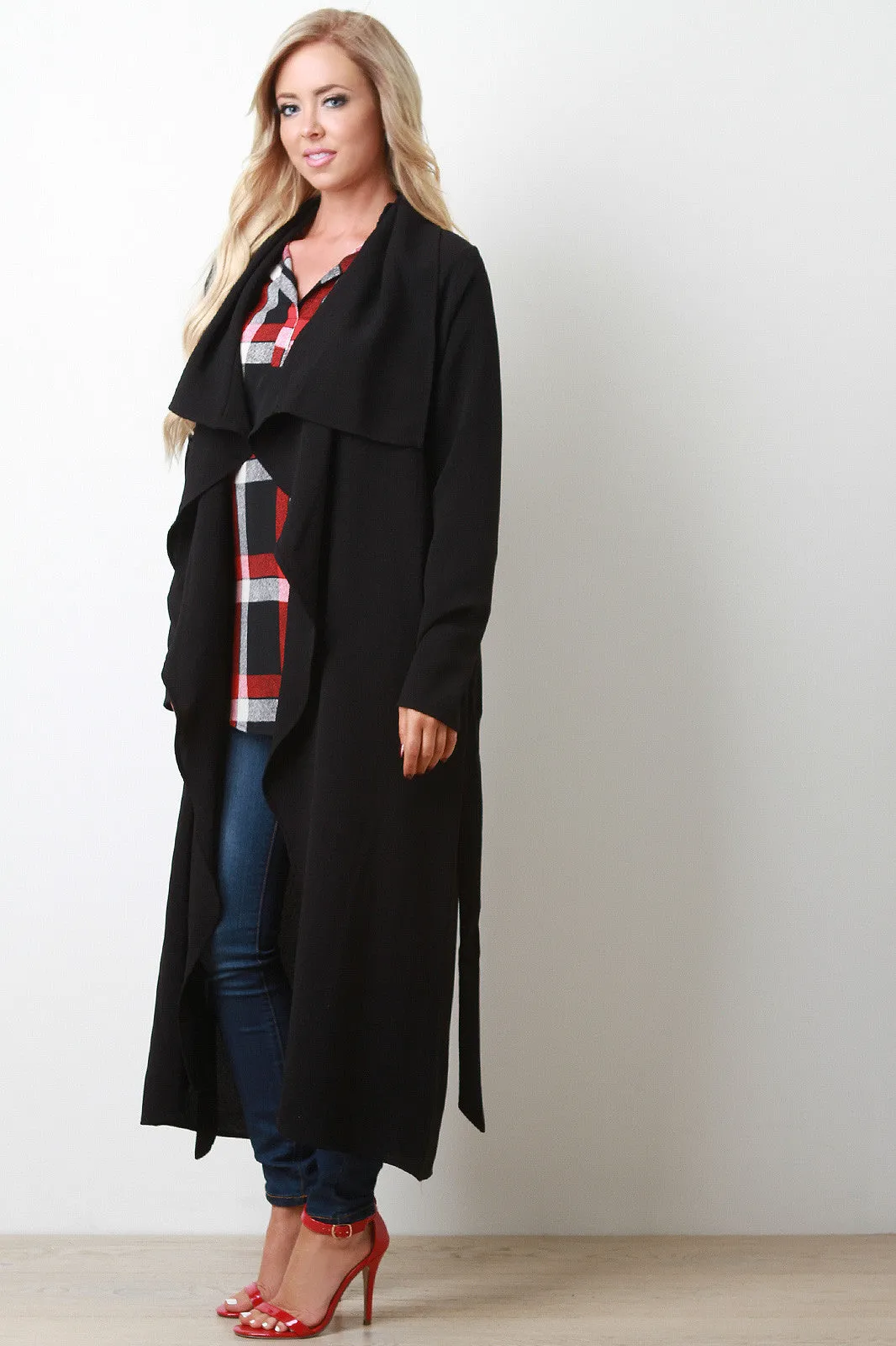 Belted Draped Longline Jacket