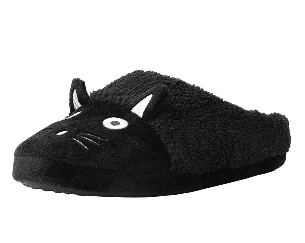 Black Fuzzy Kitty Slipper