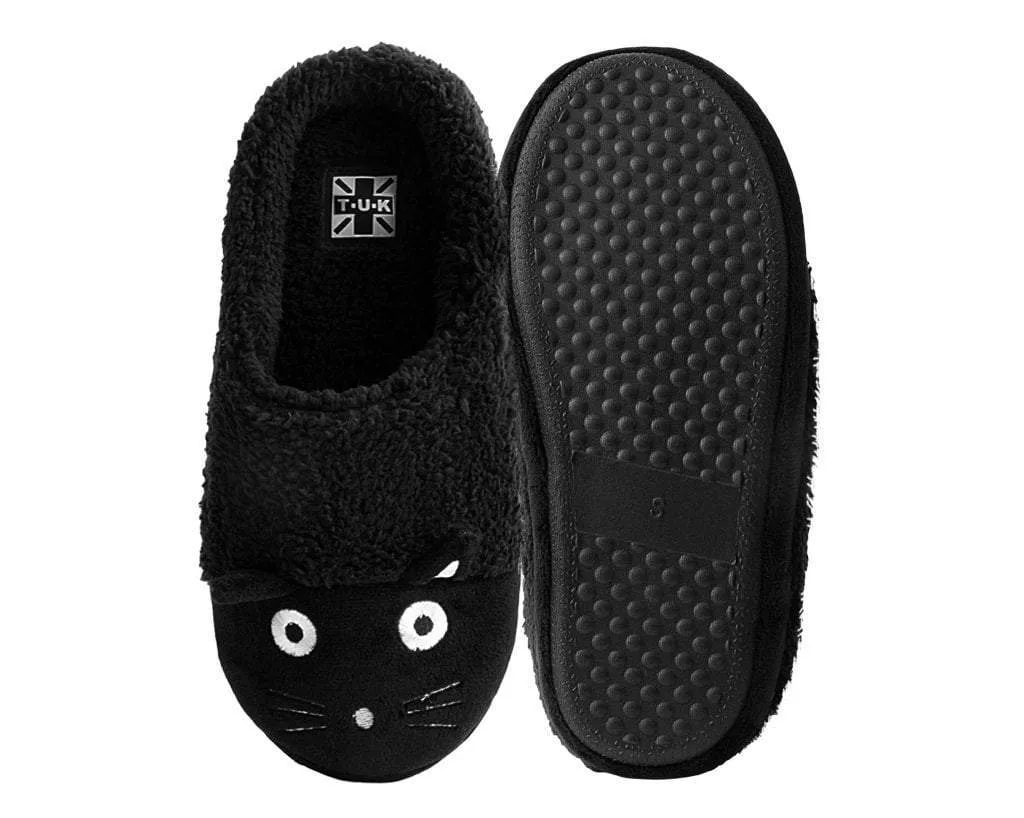 Black Fuzzy Kitty Slipper