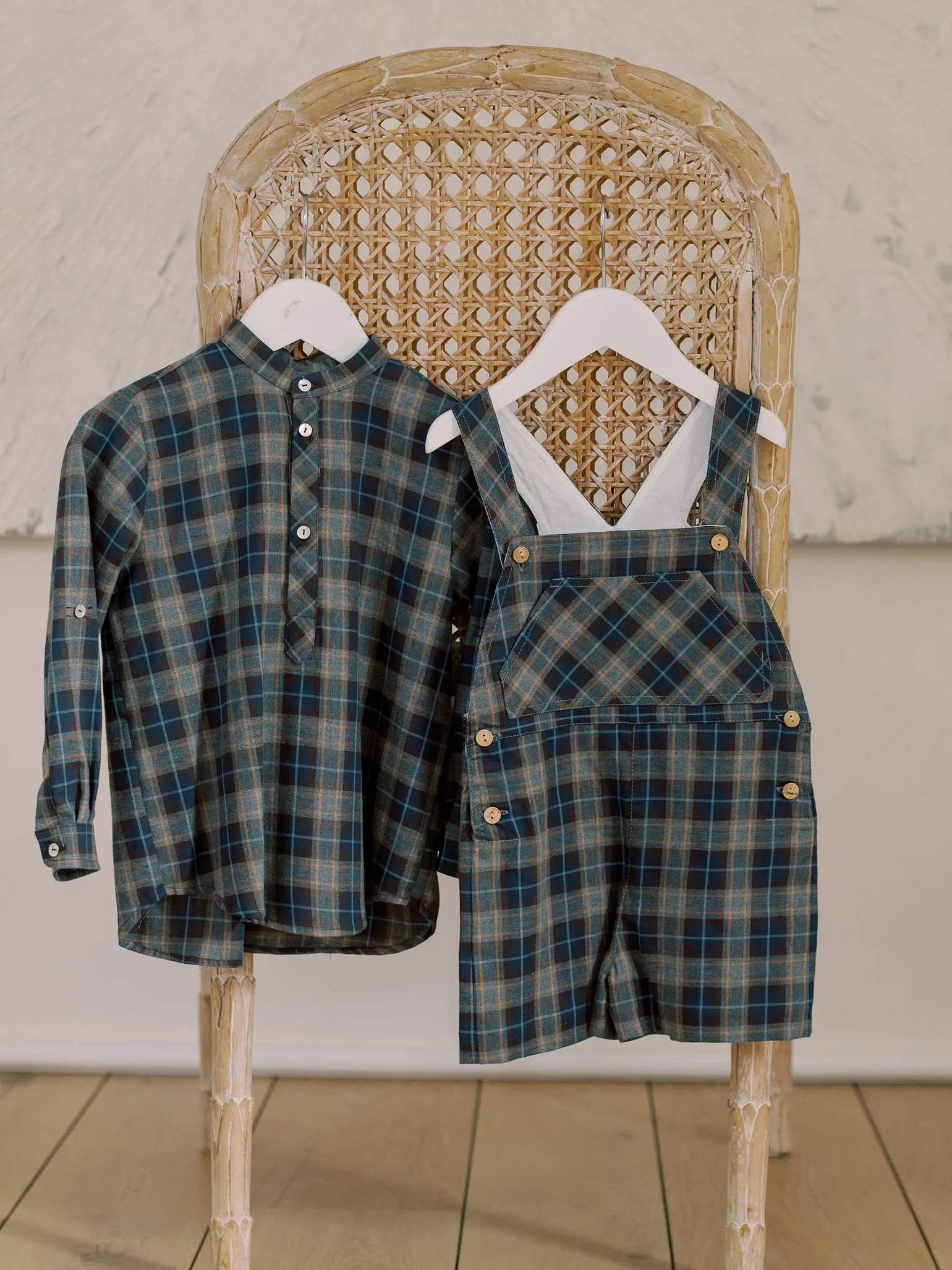 Blue Check Salma Baby Dungarees