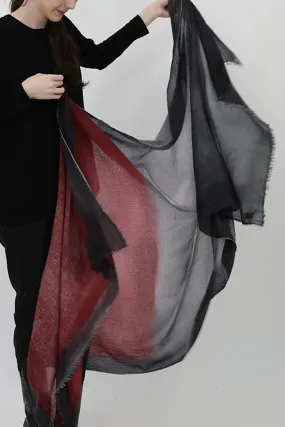 BORDEAUX CHARCOAL SCARF IN HAND DYED CASHMERE