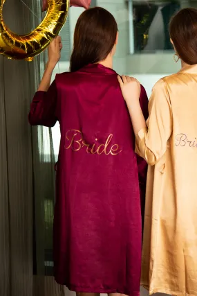 Bride Robe in Satin Wine Color