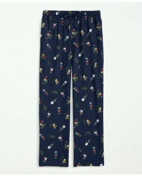 Brooks Brothers Men's Cotton Flannel Holiday Henry Lounge Pants Navy