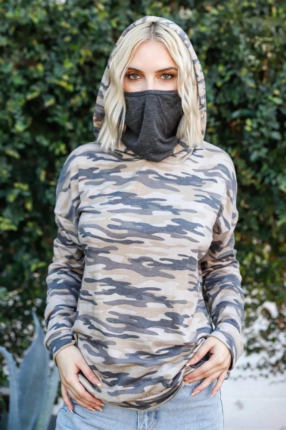 Camo Moss Mask Neck Hoodie Sweatshirt /2-2-2