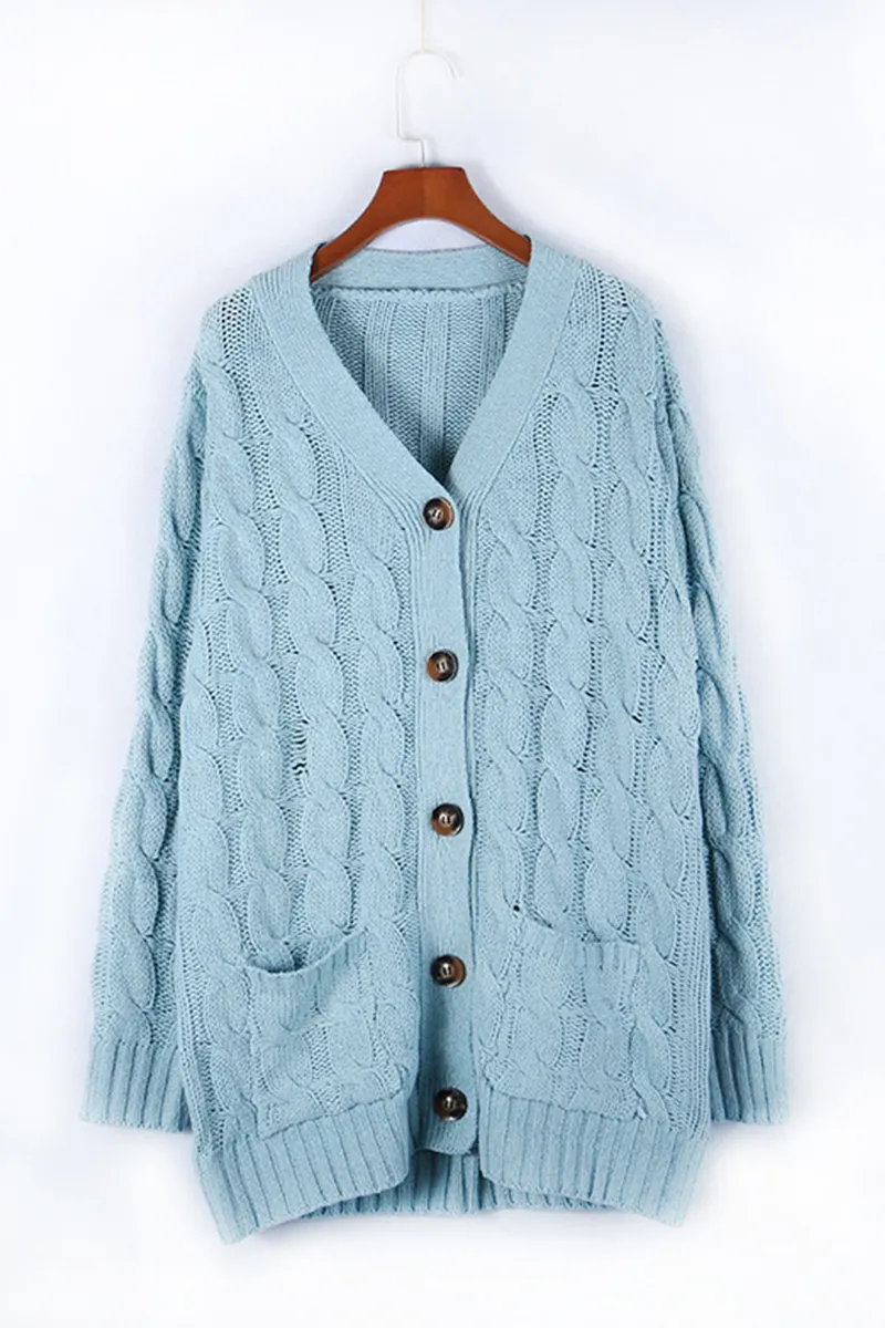 Casual Solid Patchwork Buckle Cardigan Collar Cardigans(5 Colors)