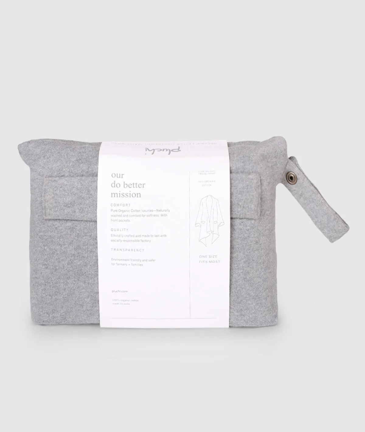 Classic Travel cape Wrap - Organic Cotton Knitted Light Weight Wrap in Pouch (Light Grey Melange )