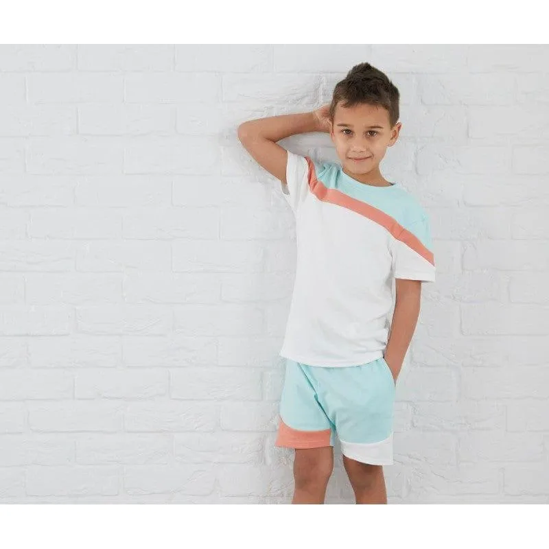 CLEARANCE SALE - Boys Loungewear Sets - Boys Colour Block T-Shirt & Shorts Set