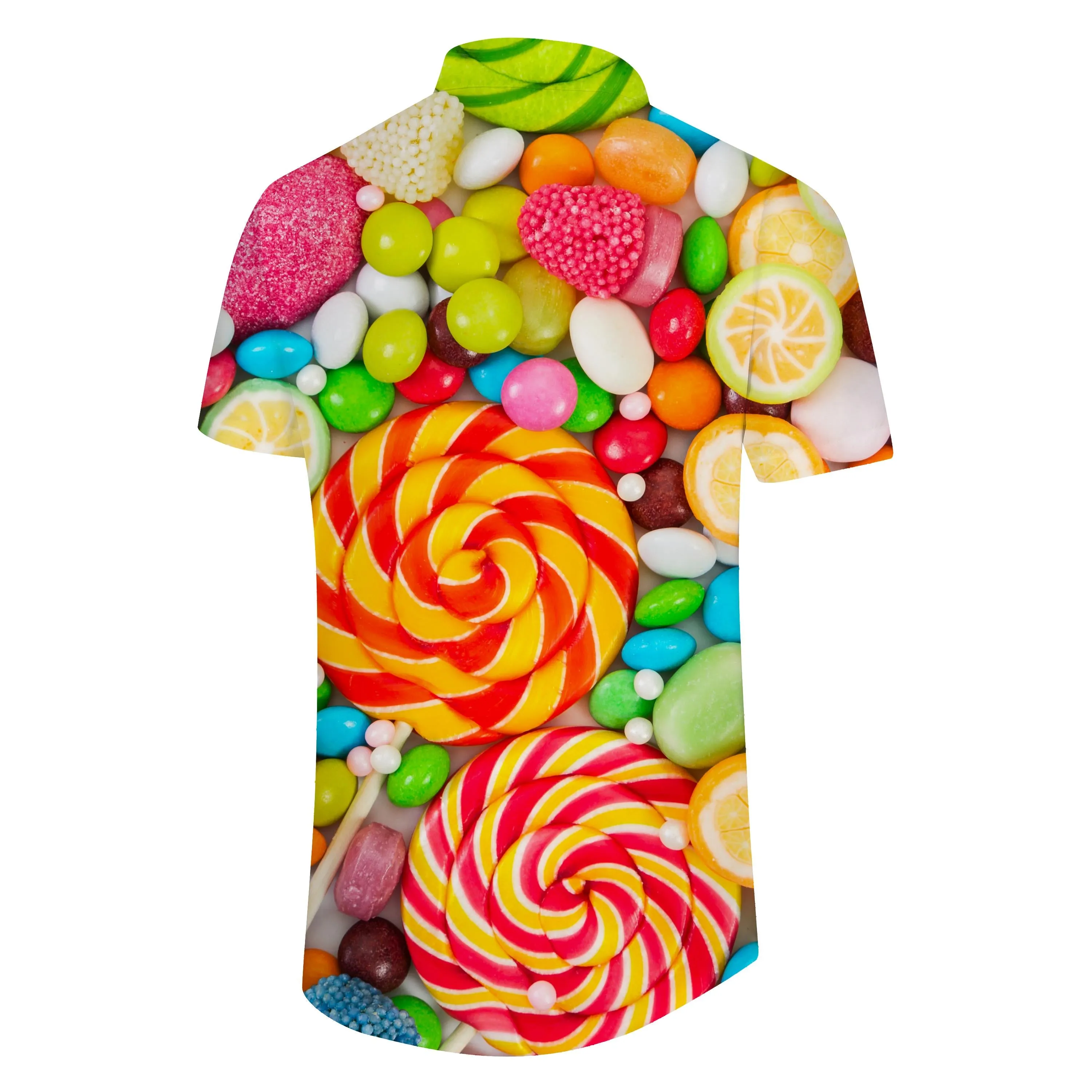 Colorful Lollipop Shirt Men Digital Printing Candy Hawaiian Shirt Men Summer Button Short Sleeve Lapel