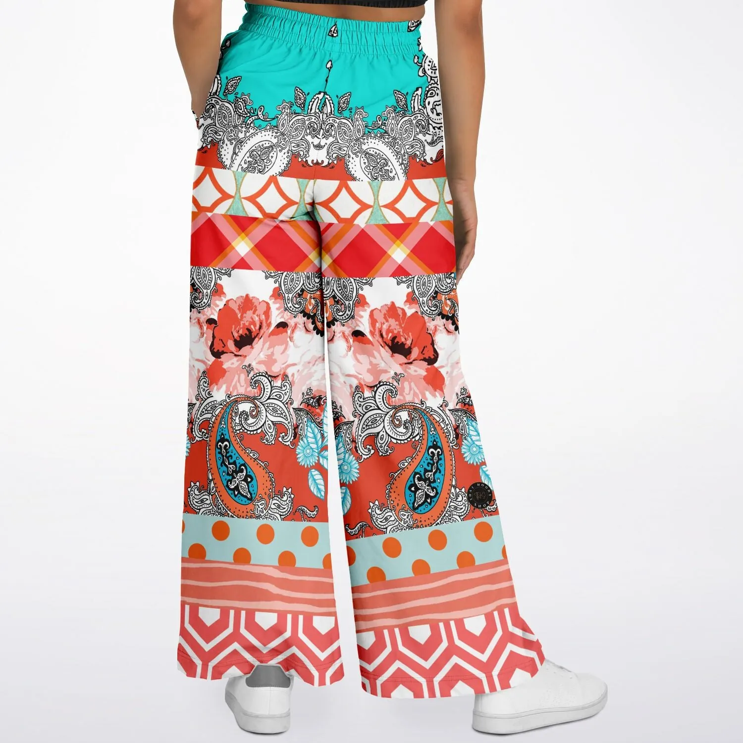 Coral Springs Hippie Patchwork Eco-Poly Wide Leg Pants