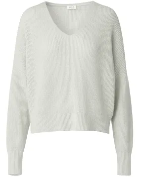 Cream Knit Deep V Neck Pullover