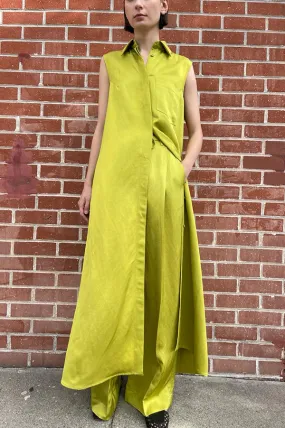 Dade Sleeveless Shirt Dress in Anis Green