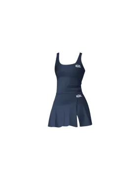 Dark blue soft material top and skirt set