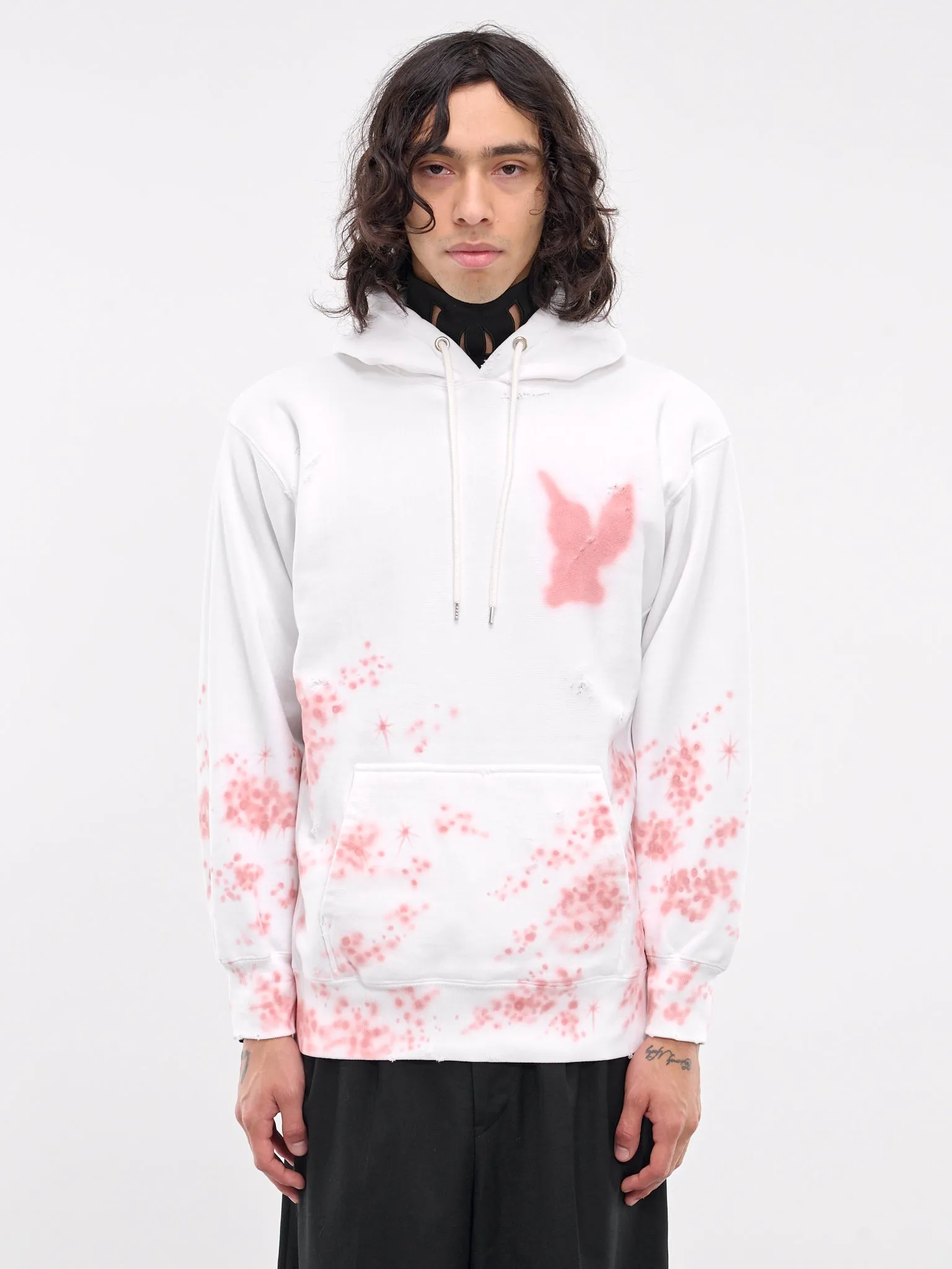 Distressed Graphic Hoodie (CS0424-WHITE)