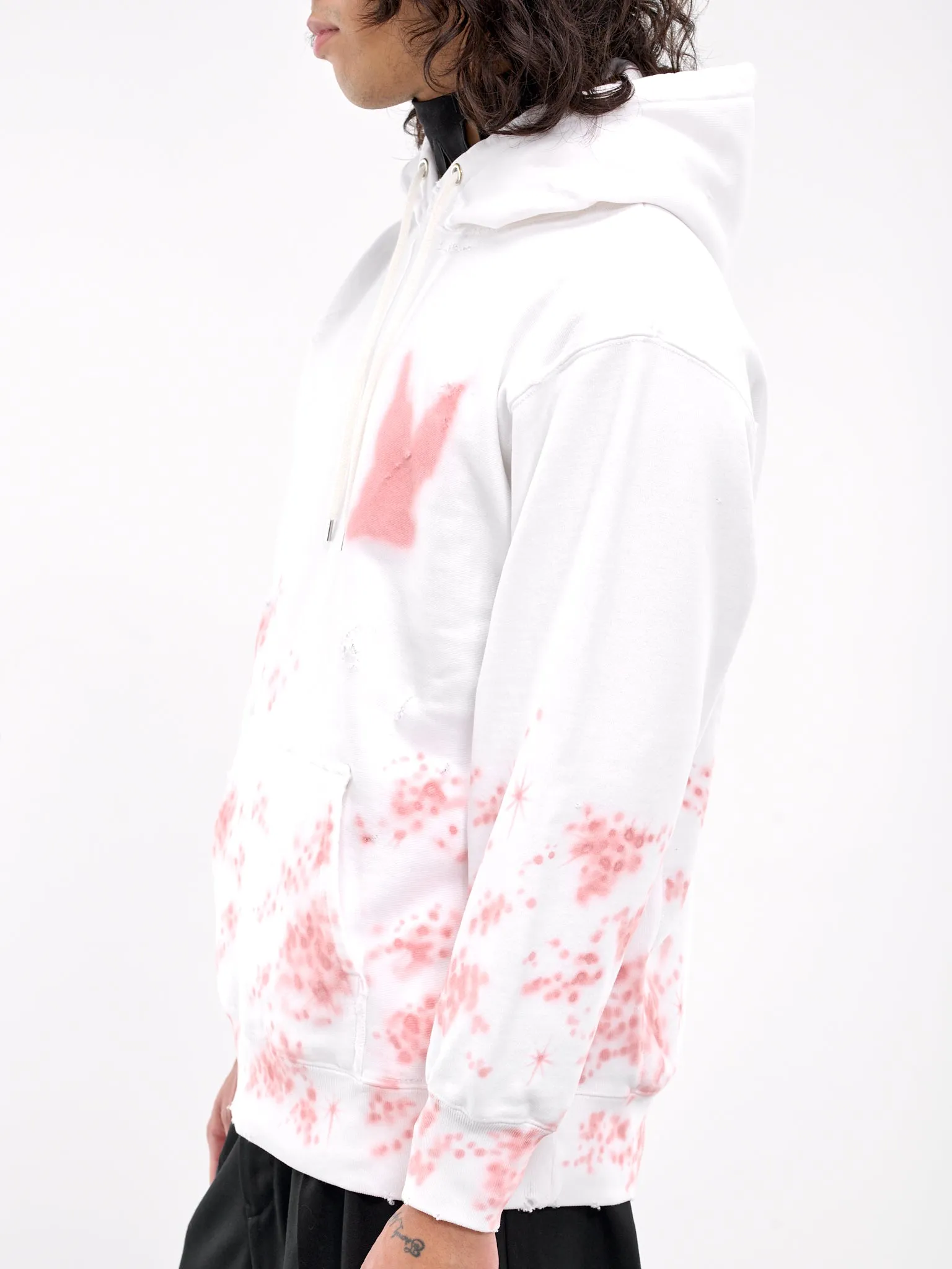 Distressed Graphic Hoodie (CS0424-WHITE)