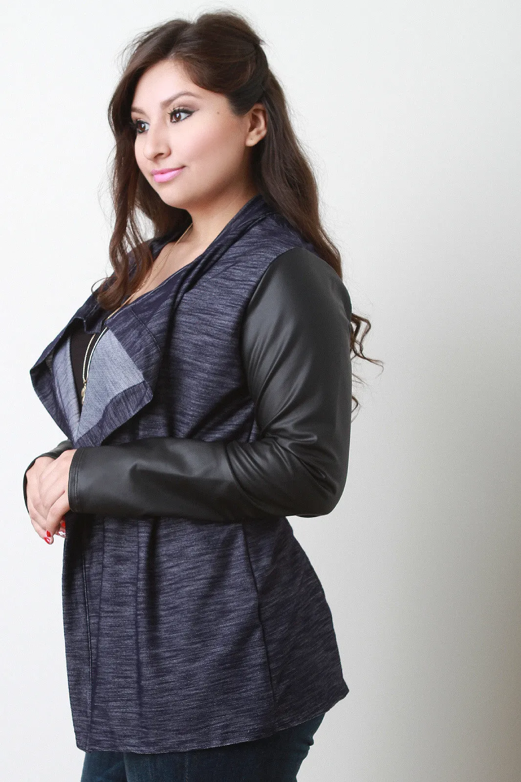 Draped Contrast Sleeves Blazer