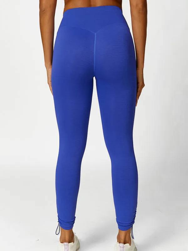 Drawstring yoga wear breathable running tights