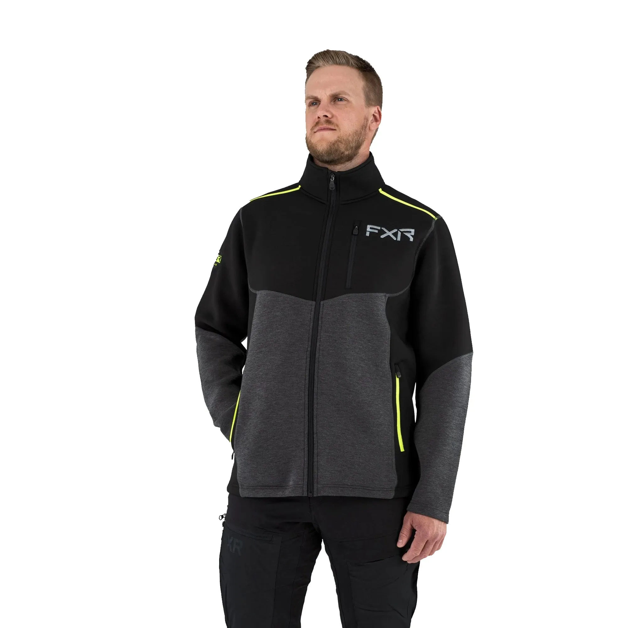 FXR  Charcoal Hi-Vis Altitude Tech Zip-Up Jacket Warm Poly Blend Full Front Zip