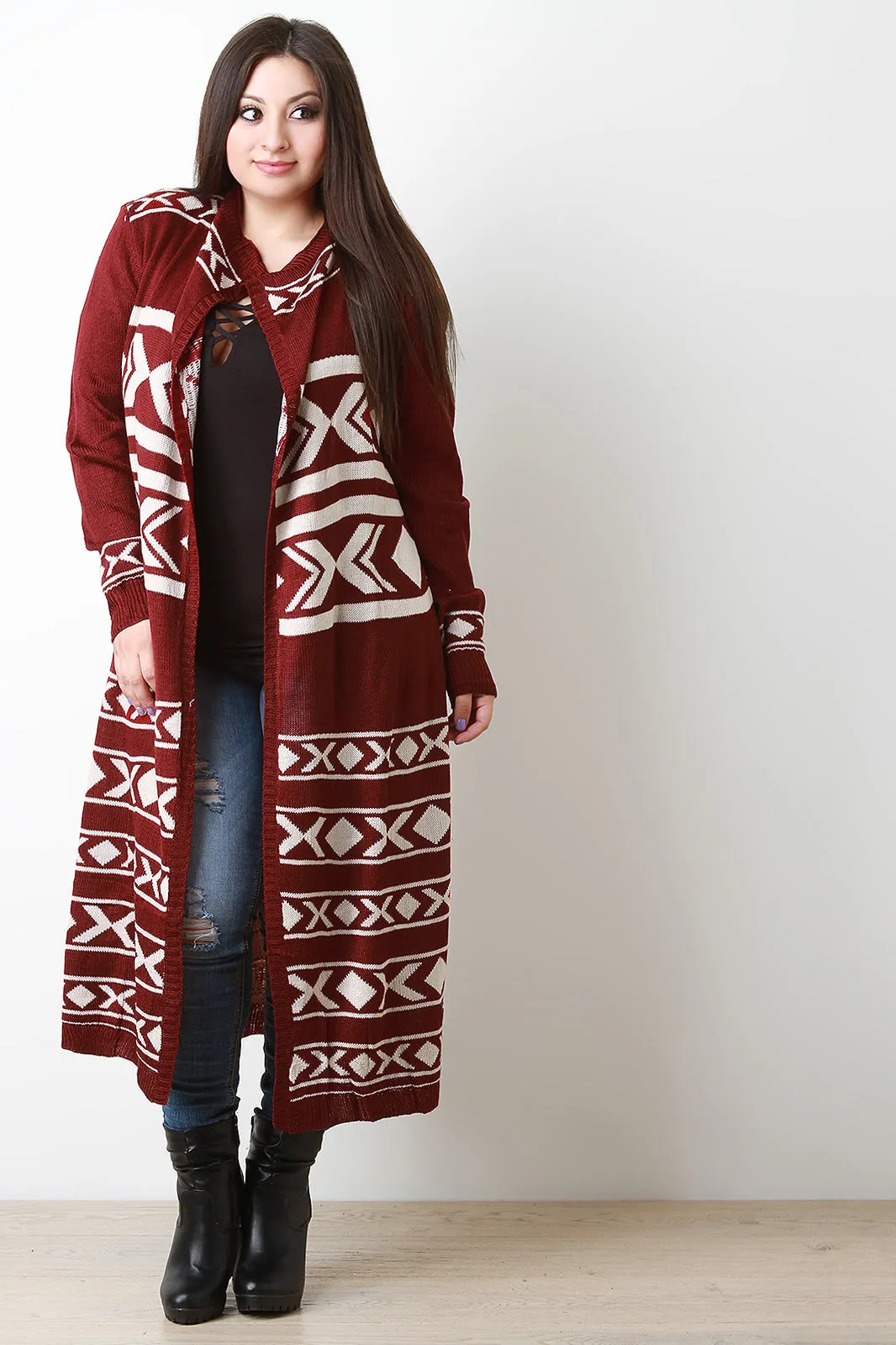 Geo Aztec Longline Cardigan