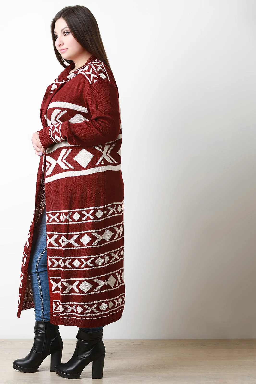 Geo Aztec Longline Cardigan