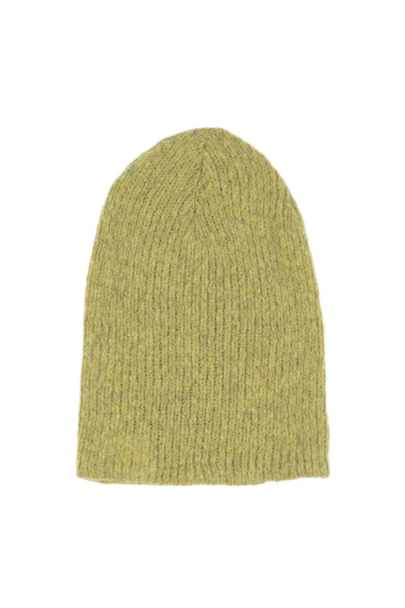 Golden Lime Wool Beanie Hat