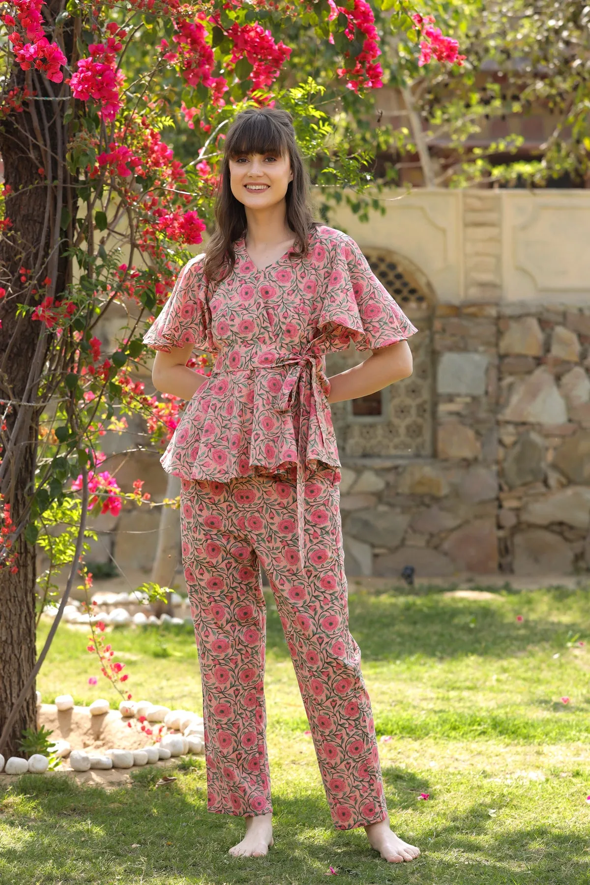 Gulmohar Pink Loungewear Top Set