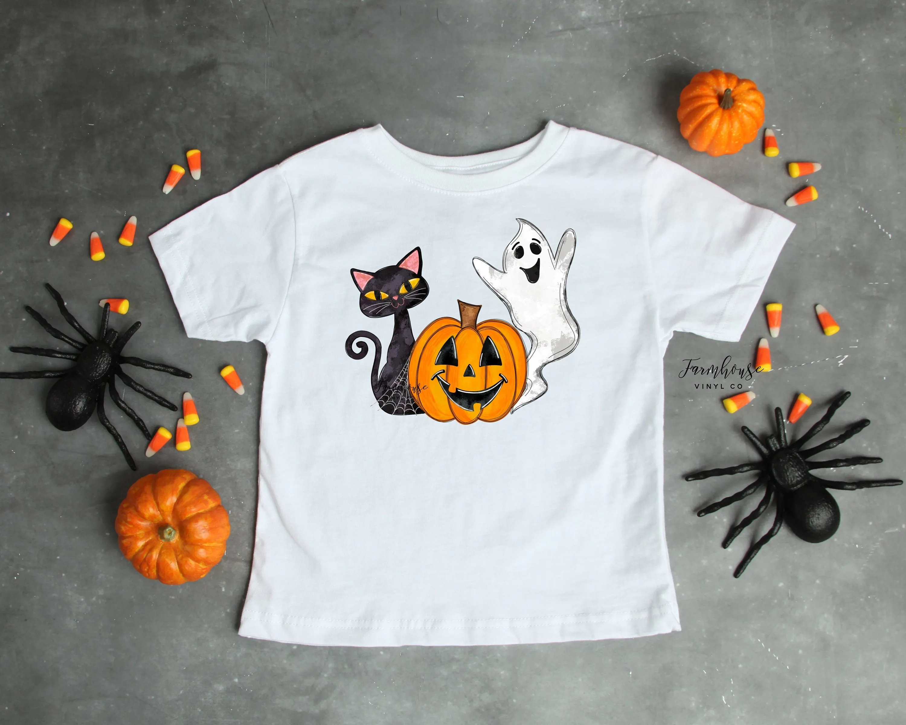 Halloween Cat Ghost Kid Shirt