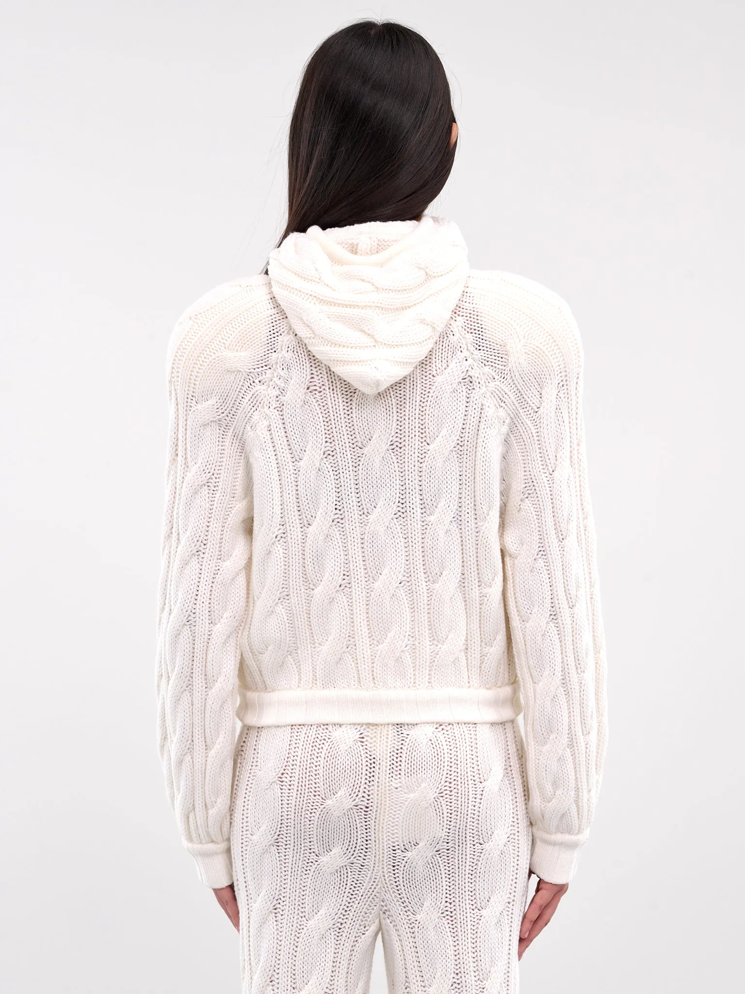 Hooded Knit Zip Cardigan (RR-K005-S-WHITE)