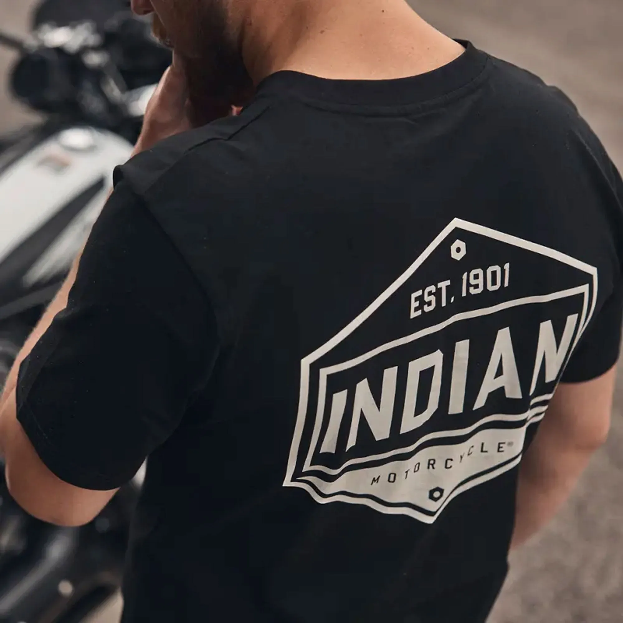 Indian Motorcycle Mens Hexagon Graphic T-Shirt Black