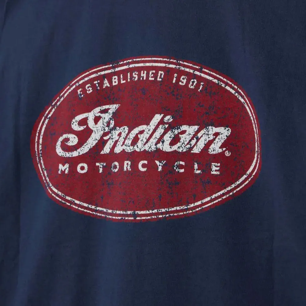 Indian Motorcycle  Mens Oval Logo T-Shirt Tee Soft Lightweight Comfortable Navy