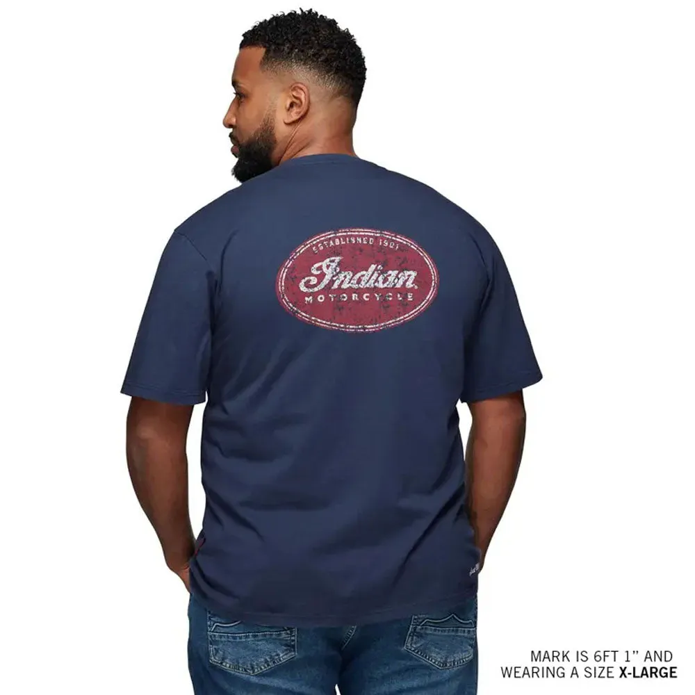 Indian Motorcycle  Mens Oval Logo T-Shirt Tee Soft Lightweight Comfortable Navy