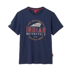 Indian Motorcycle Mens True Craftsmanship Headdress T-Shirt Blue