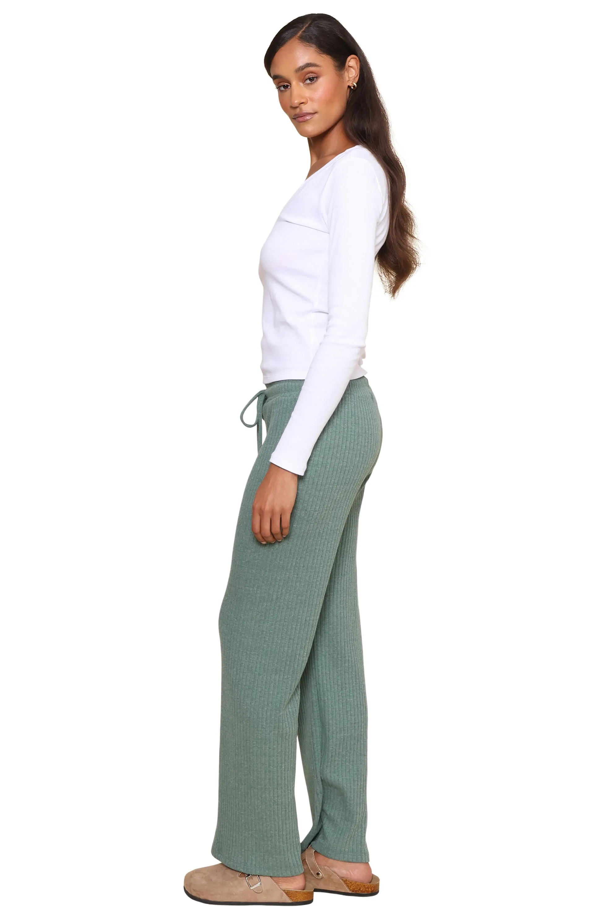 Lazy Day Rib Wide Leg Pant