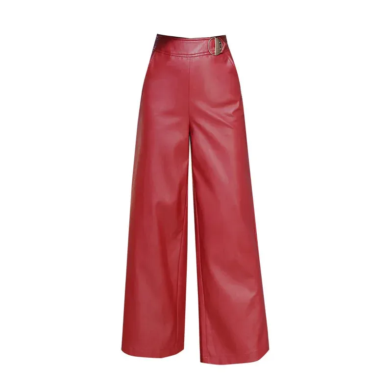 Leather Wide Leg Office/ Formal & Casual Pants