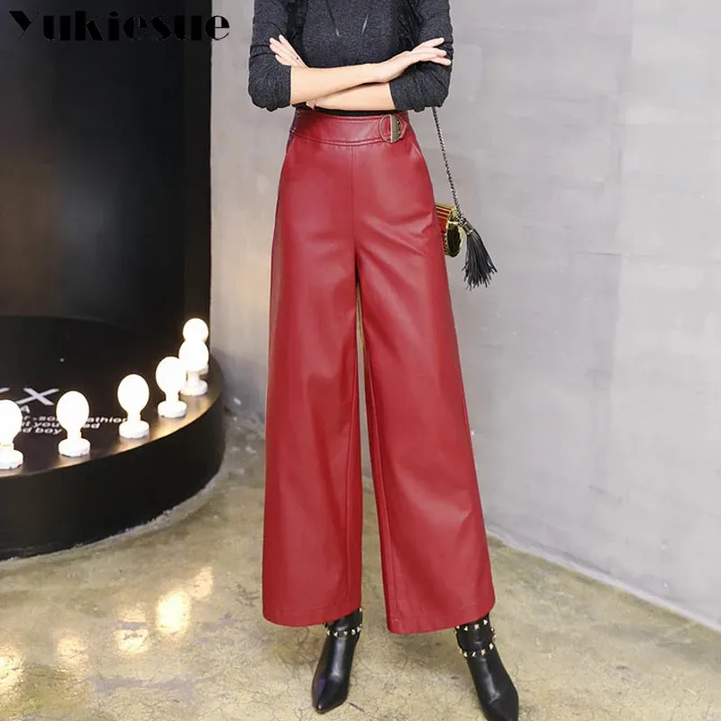 Leather Wide Leg Office/ Formal & Casual Pants