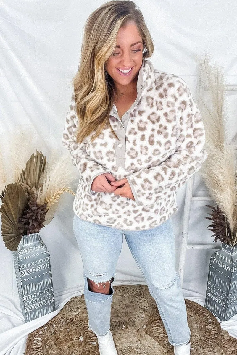 Leopard Stone Fleece Sweatshirt