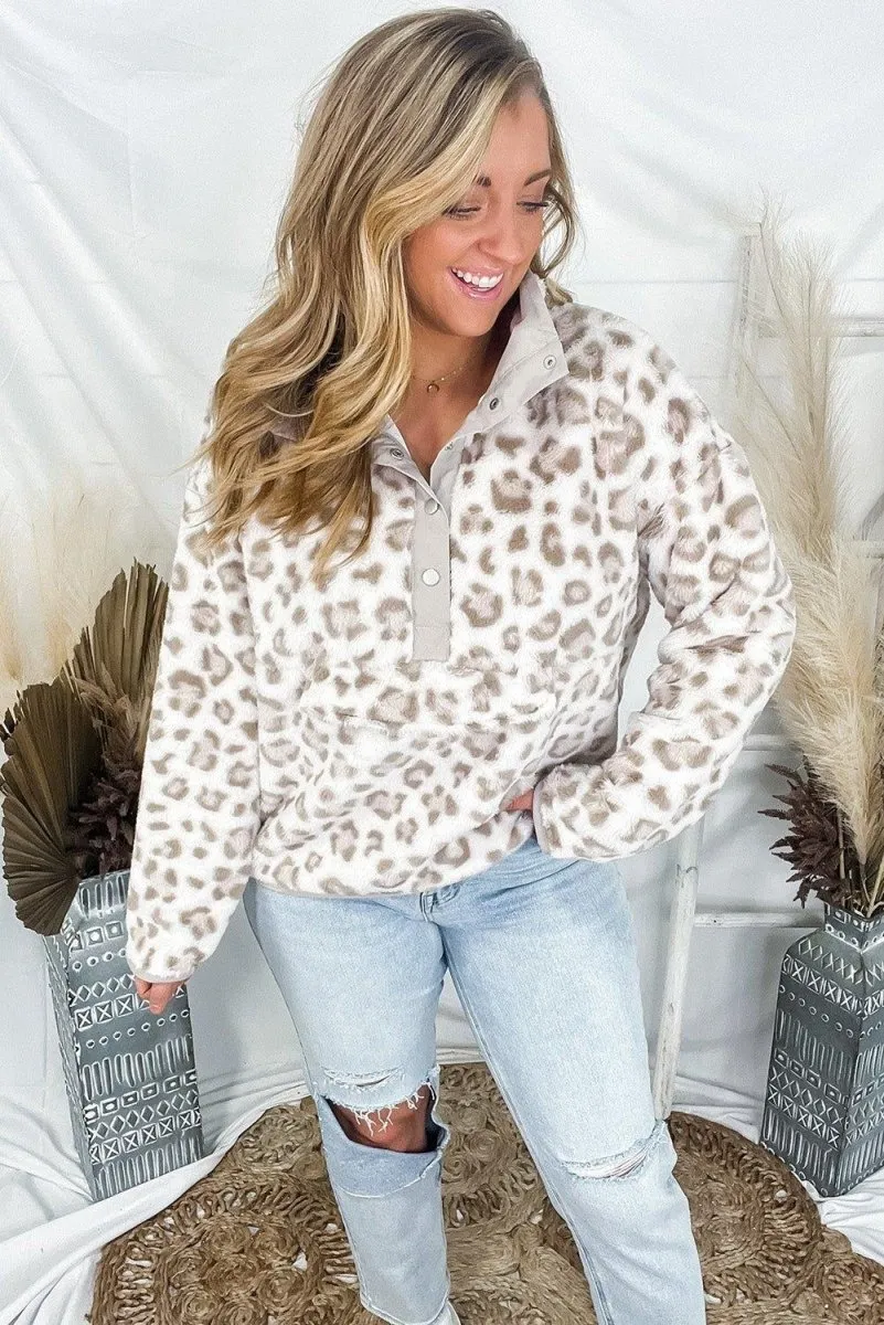 Leopard Stone Fleece Sweatshirt