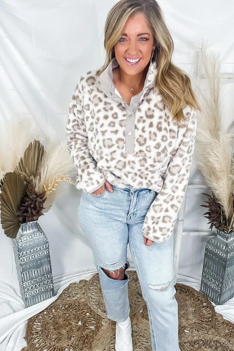 Leopard Stone Fleece Sweatshirt