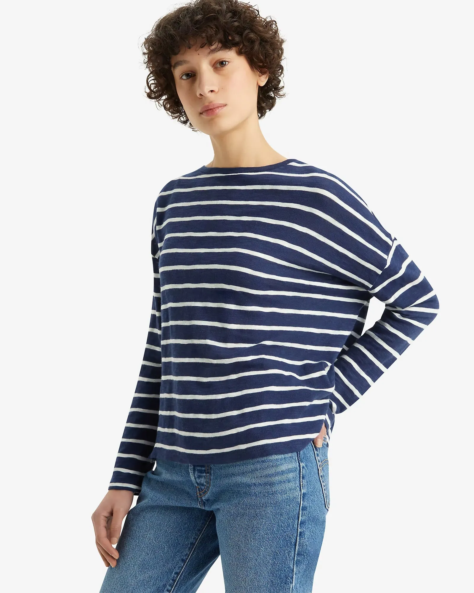 Levi's® Womens Margot Long Sleeve Tee - Saint Stripe Naval Academy