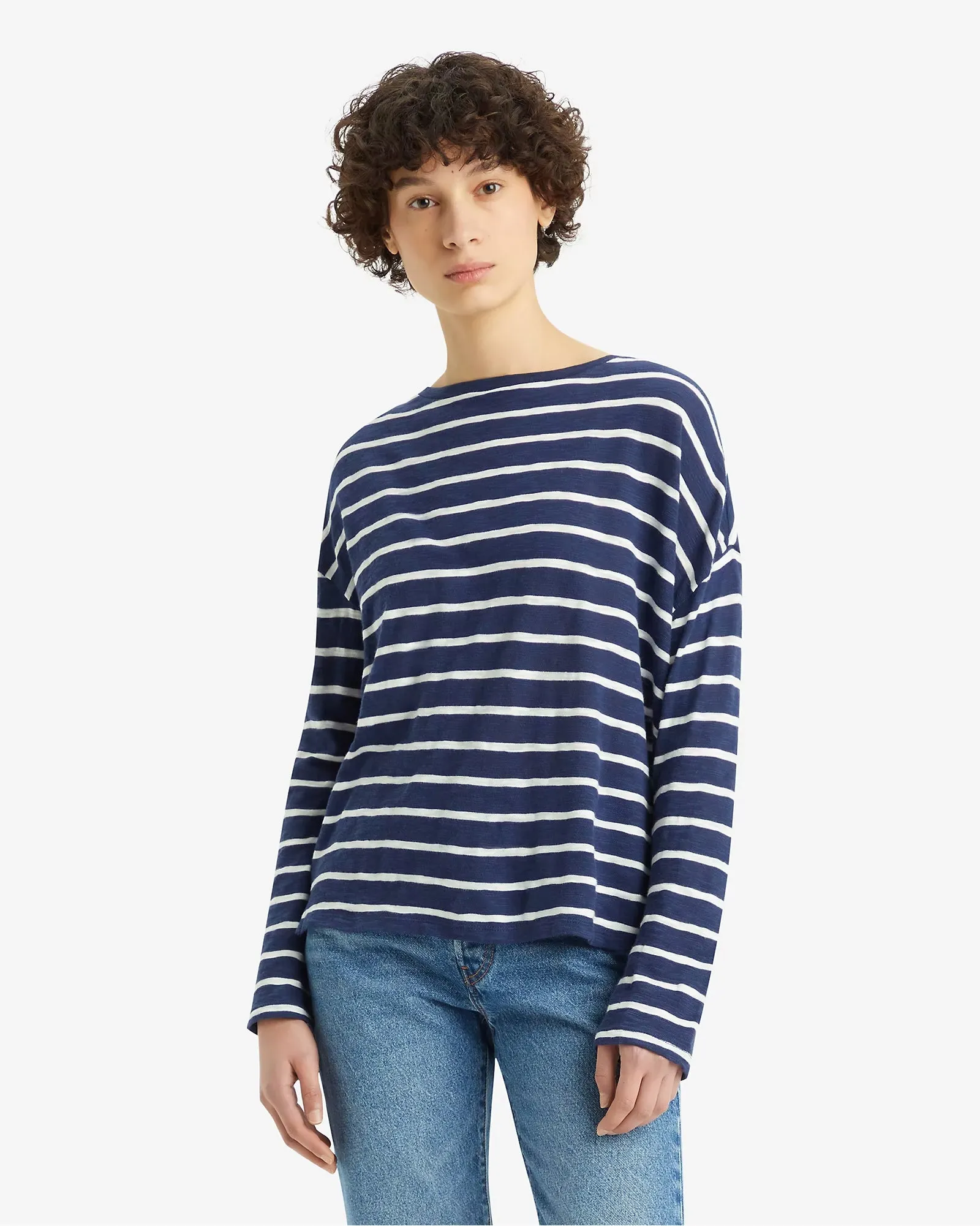 Levi's® Womens Margot Long Sleeve Tee - Saint Stripe Naval Academy