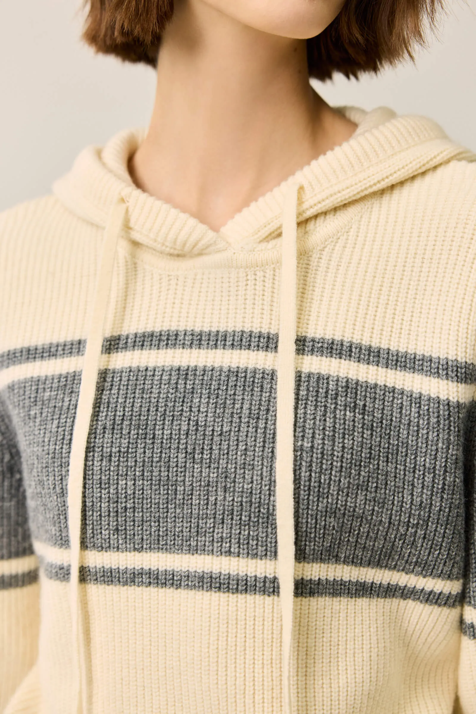 LILY Lambswool Blend Color-Block Hooded Sweater