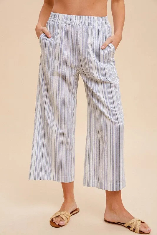 Linen Stripe Wide Pants