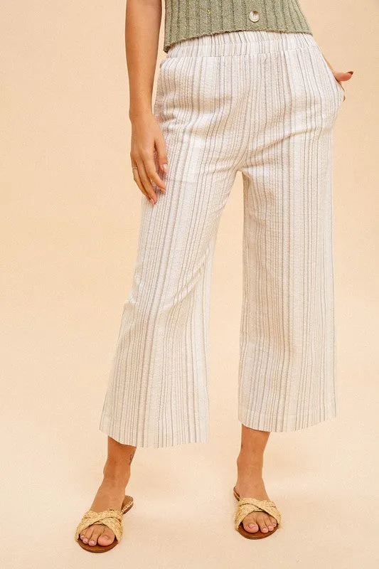 Linen Stripe Wide Pants