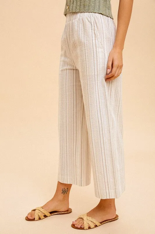 Linen Stripe Wide Pants