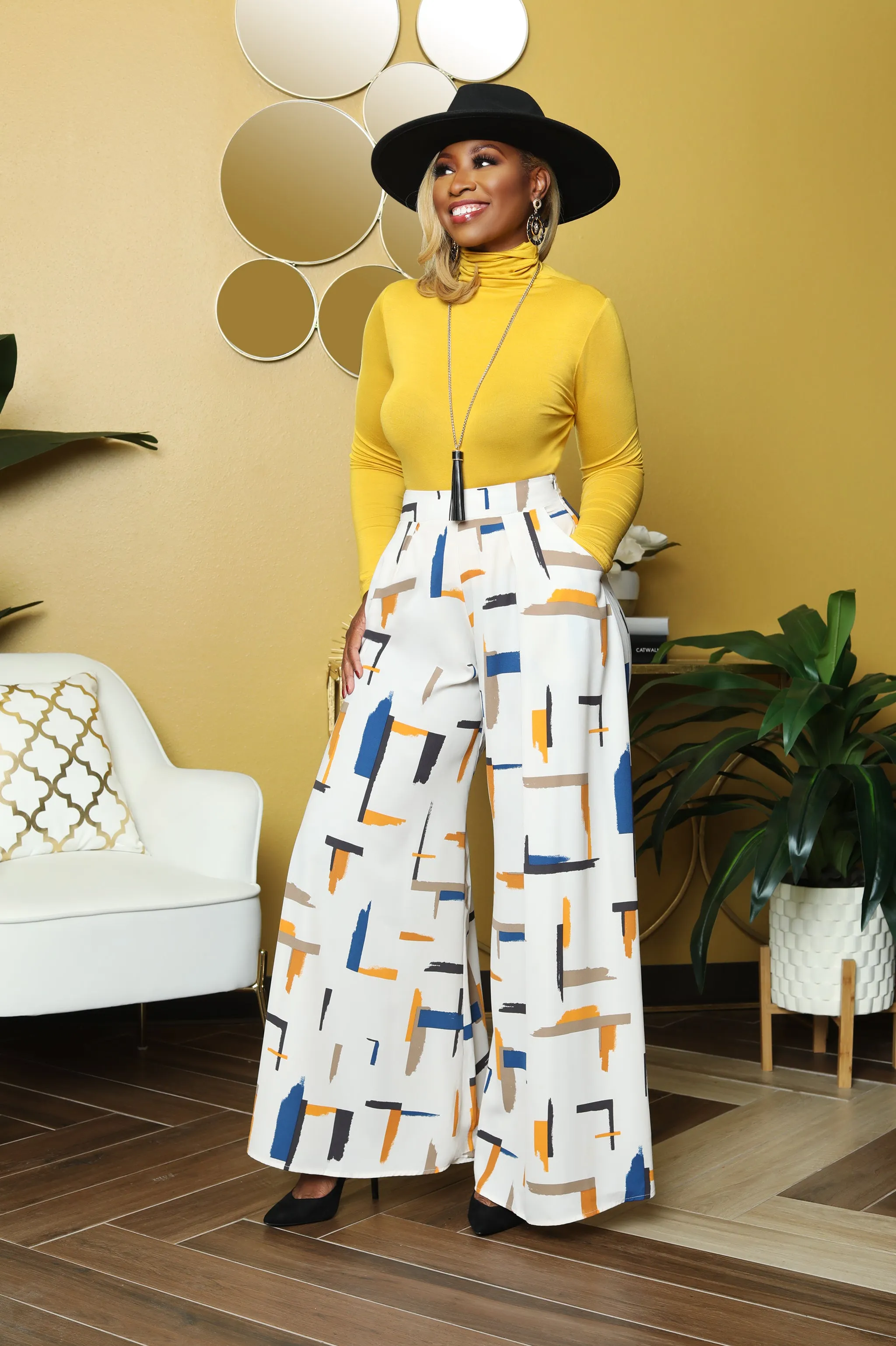 Living in color- Wide leg abstract pant