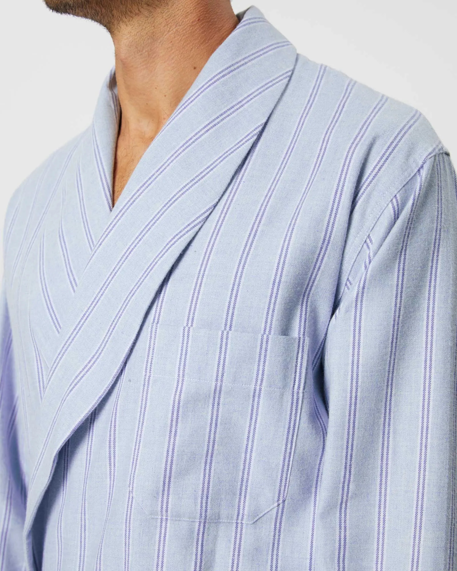 Men's Brushed Cotton Dressing Gown - Aviemore Stripe