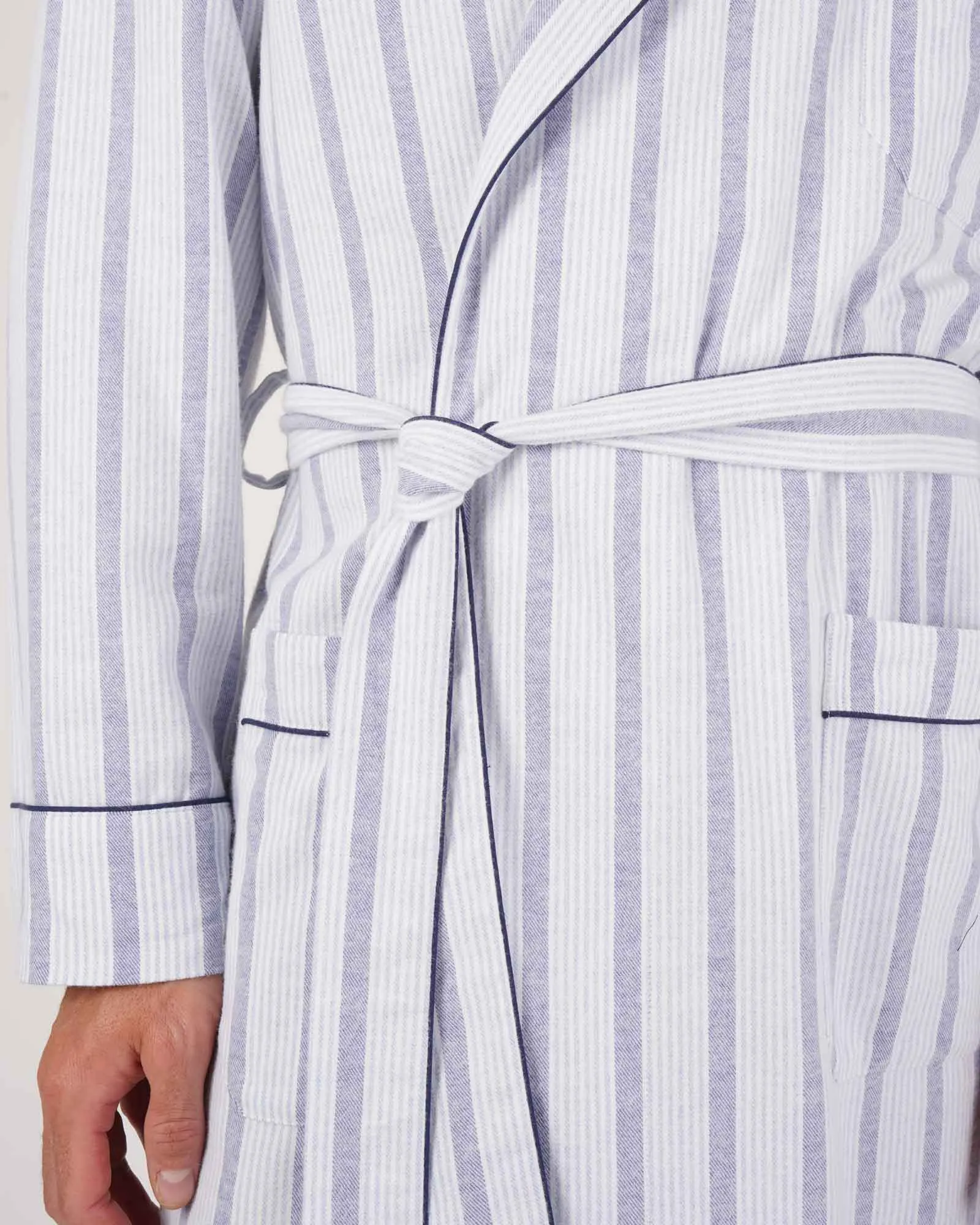 Men's Brushed Cotton Dressing Gown - Ripple Stripe