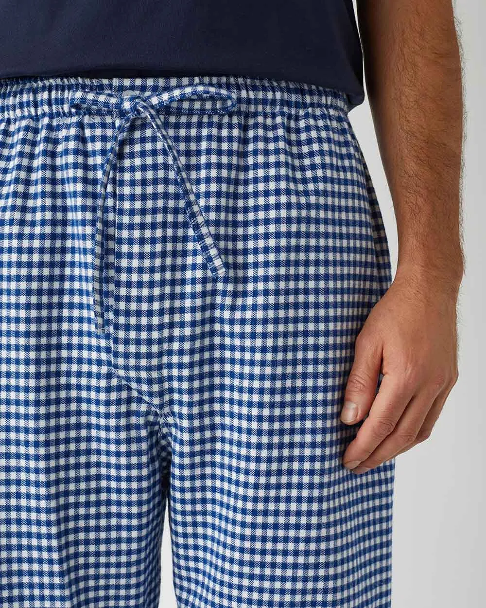 Men's Brushed Cotton Pyjama Trousers - Navy Gingham